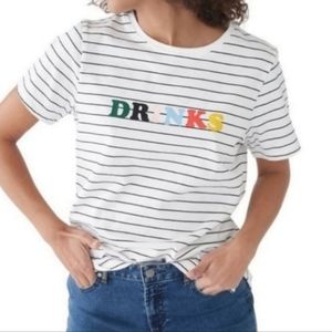 BAN.DO drinks striped shirt 100% cotton women's size small